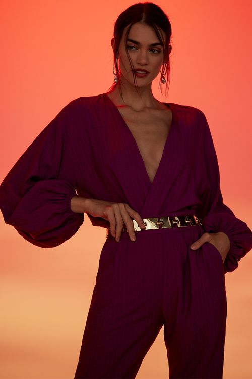 Blusa Kimono Lisa Cor:Beetroot;Tamanho:P
