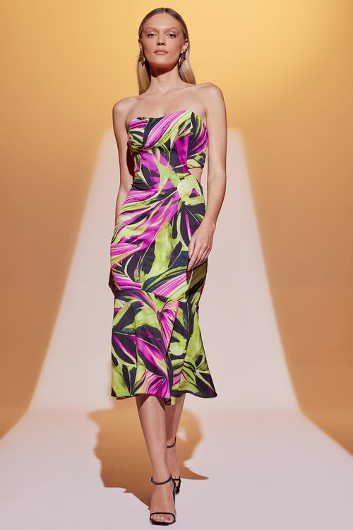 Vestido Midi Tomara Que Caia Cor:Fluor Foliage;Tamanho:P